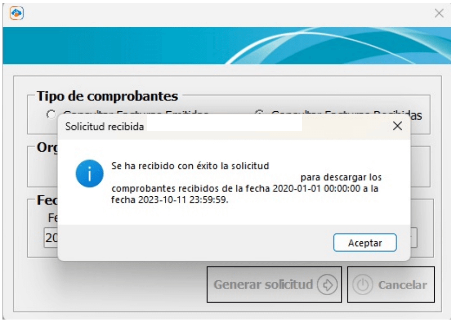 vista de solicitud con exito