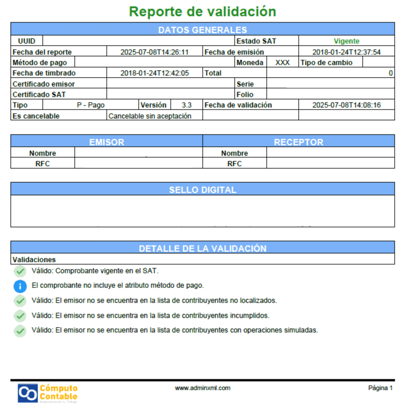 Acuse de validación en PDF