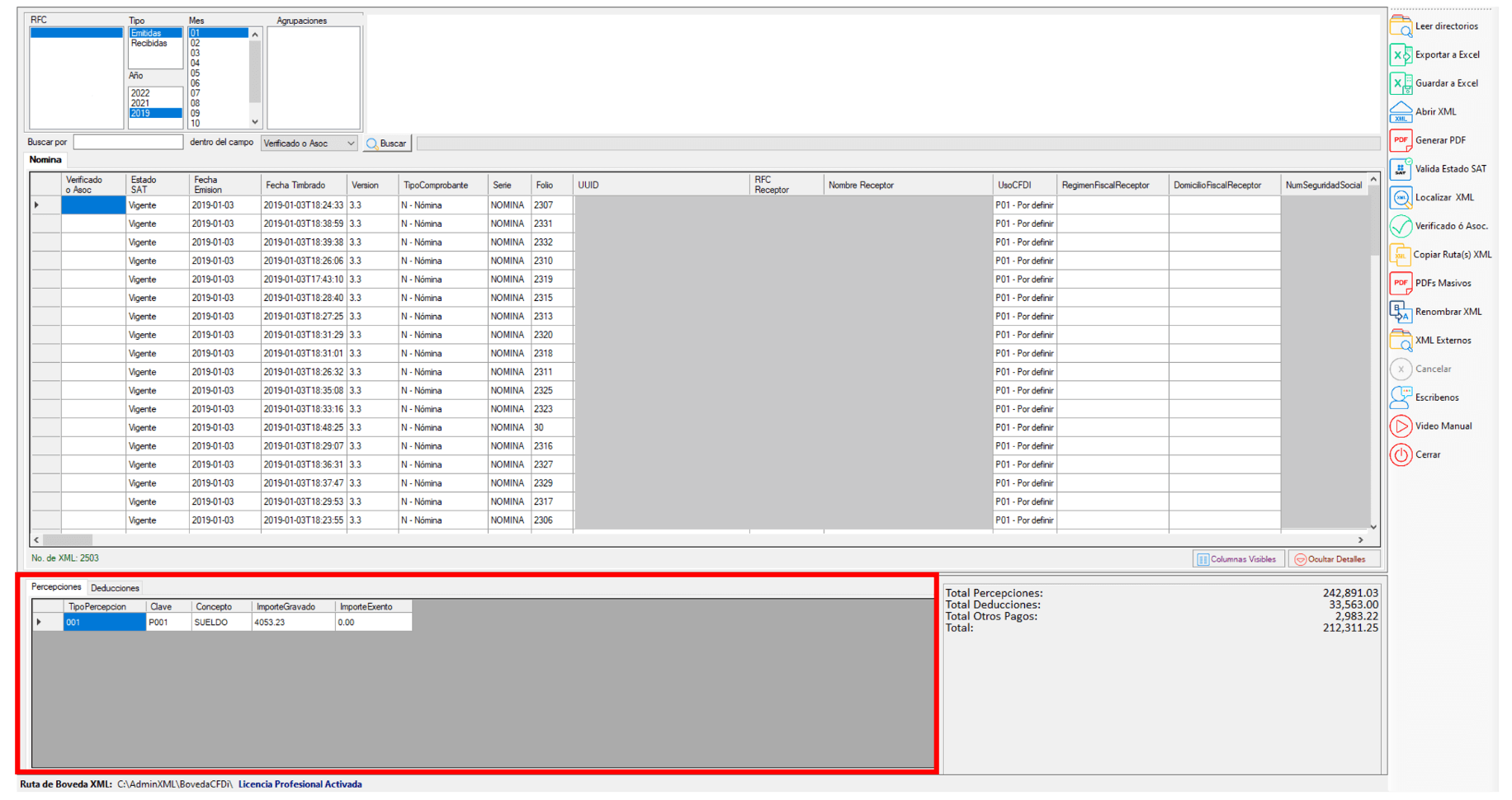 Visor de consulta Percepciones, Deducciones y Otros pagos