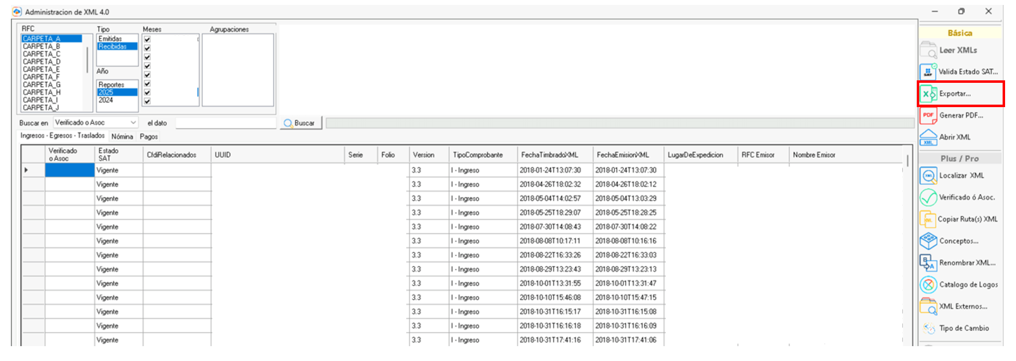 Herramienta exportar