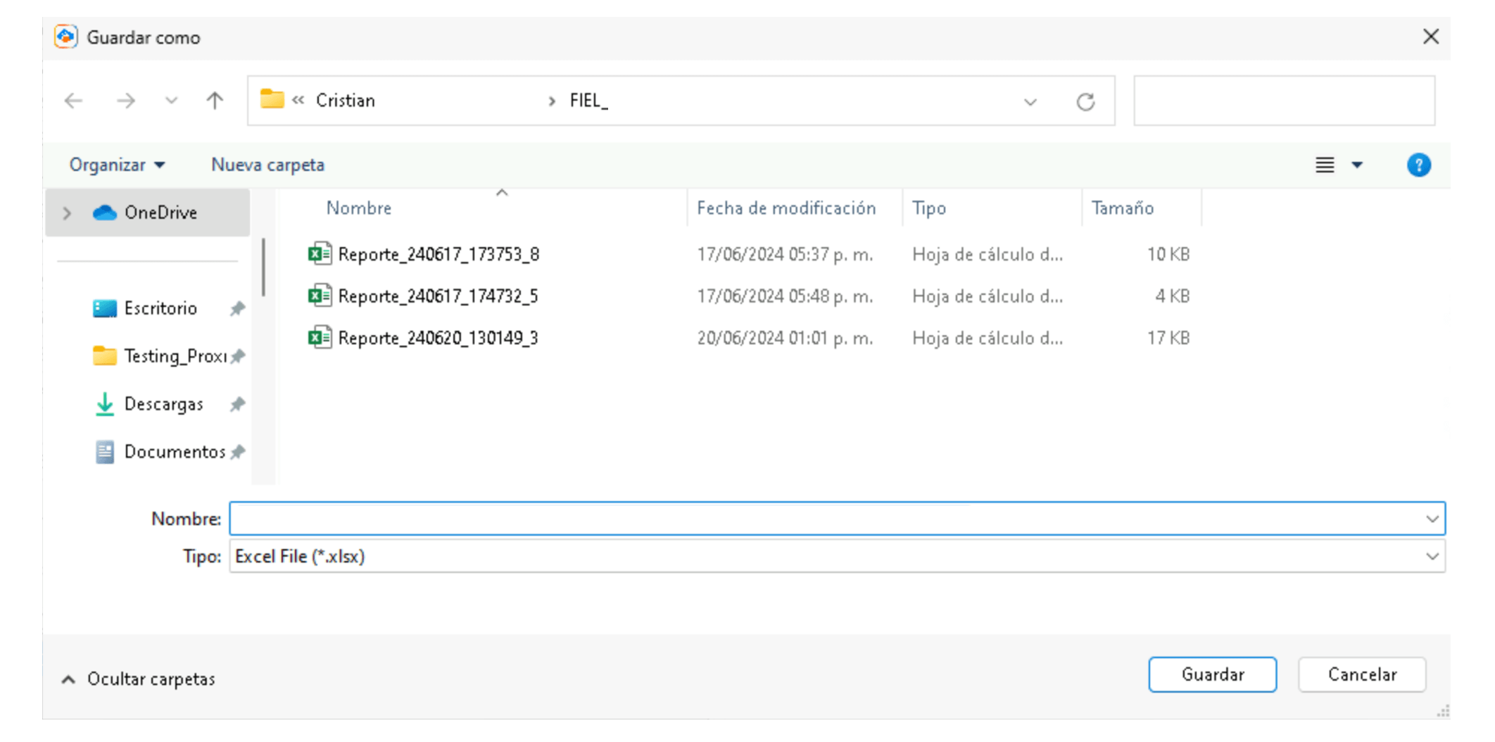 Selecciona la ubicacion de tu archivo a guardar