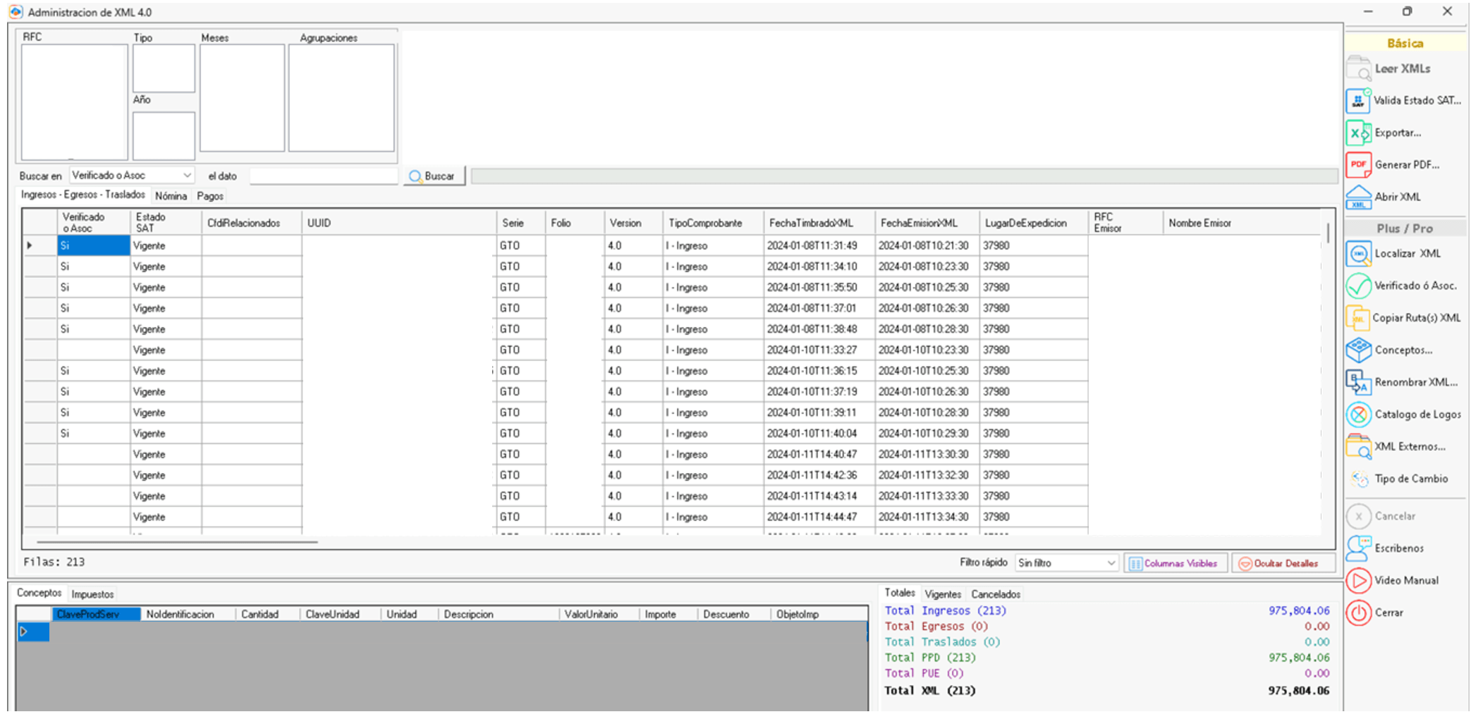 XMl cargados con la herramienta xml externos