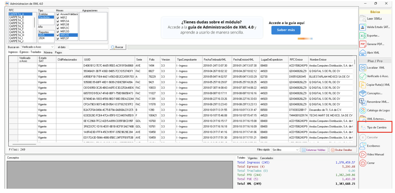 Herramienta tipo de cambio