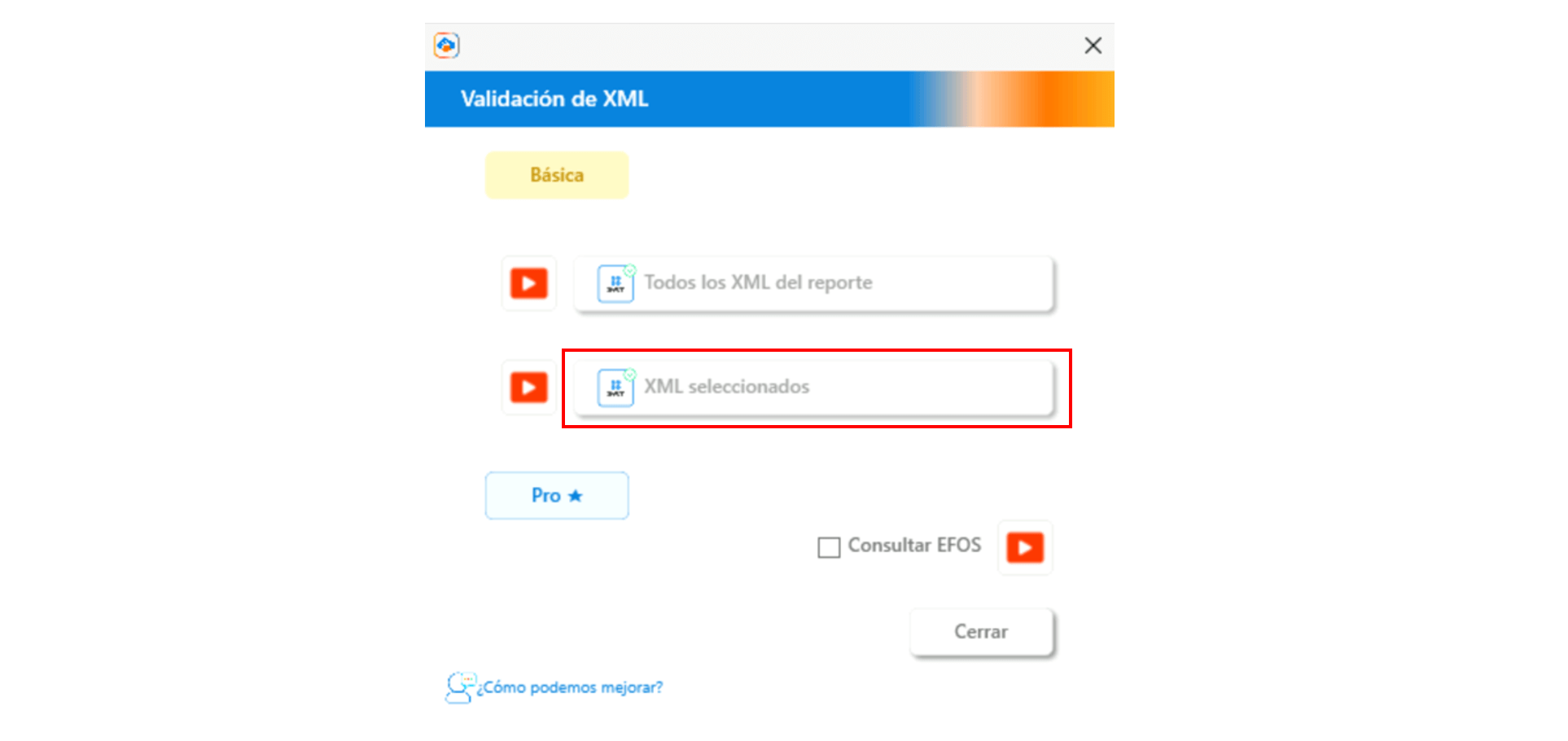 Boton XML selccionados