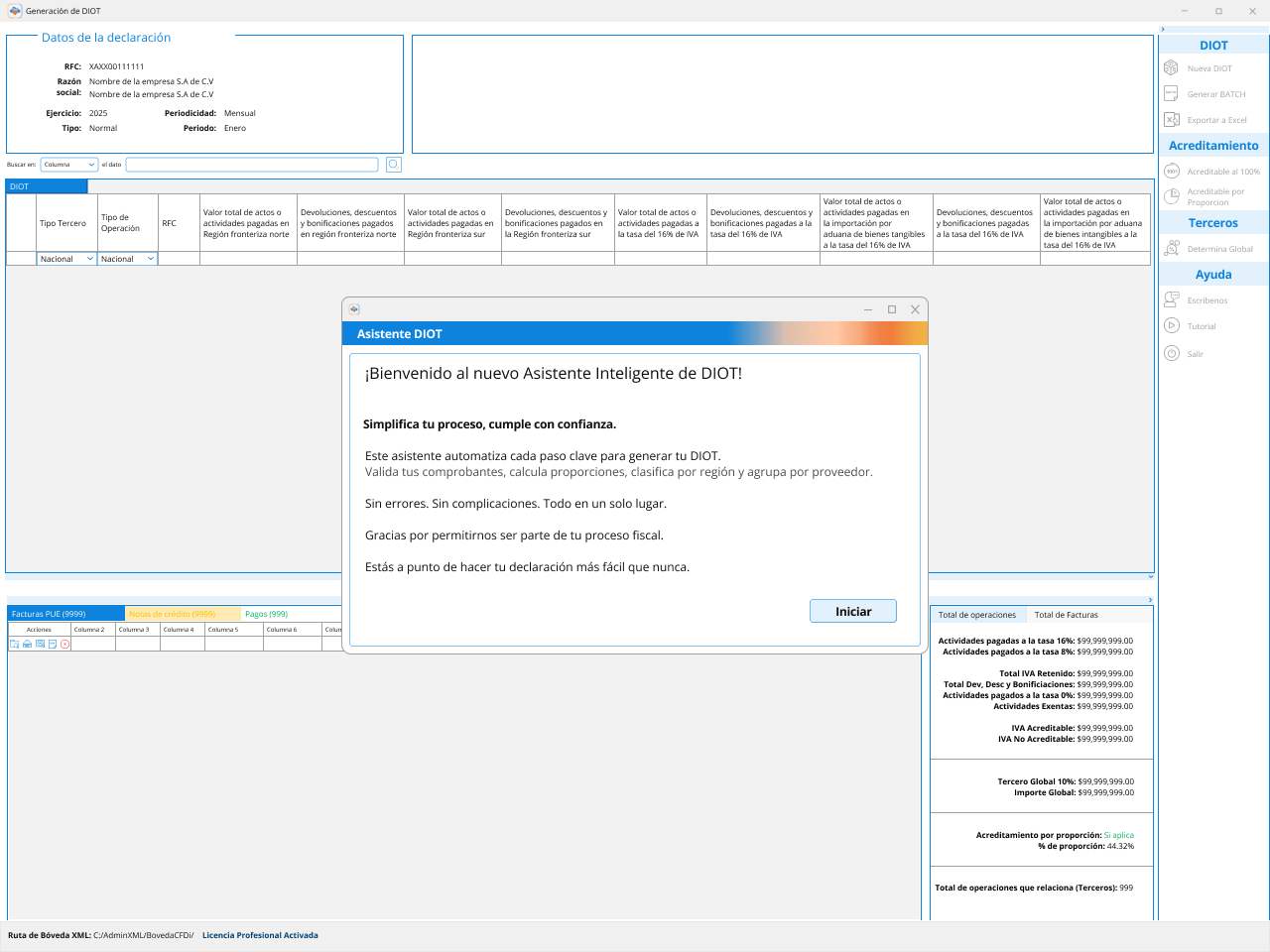 pantalla principal asistente diot