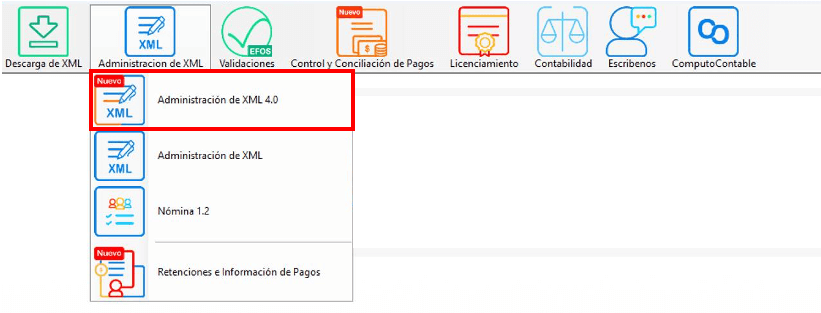 entra al modulo administracion de xml 4.0